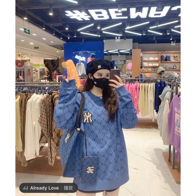 Áo nỉ sweater NY MLB diamond monogram thêu tay dài cổ tròn | BigBuy360 - bigbuy360.vn