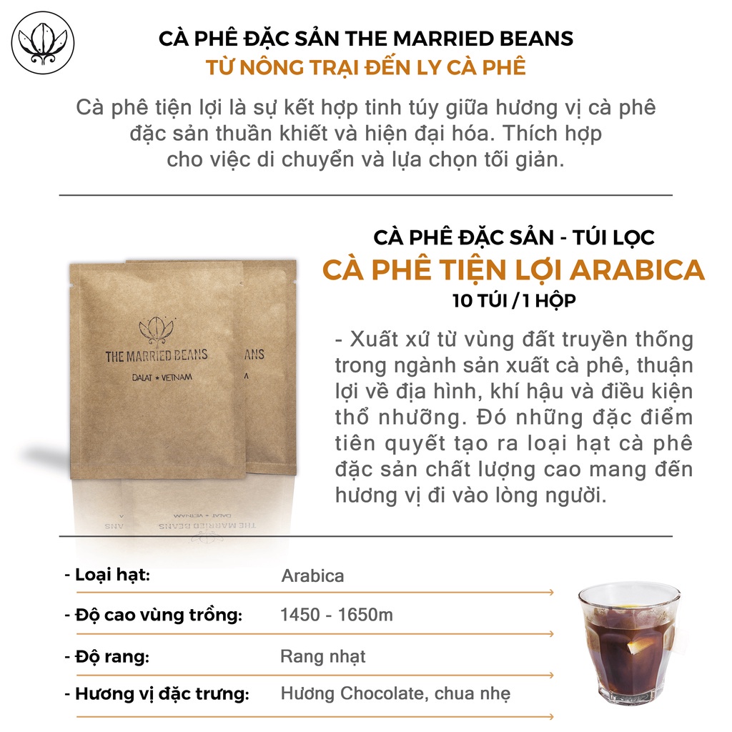 Cà phê túi lọc (The Married Beans) - 8g x 10 gói