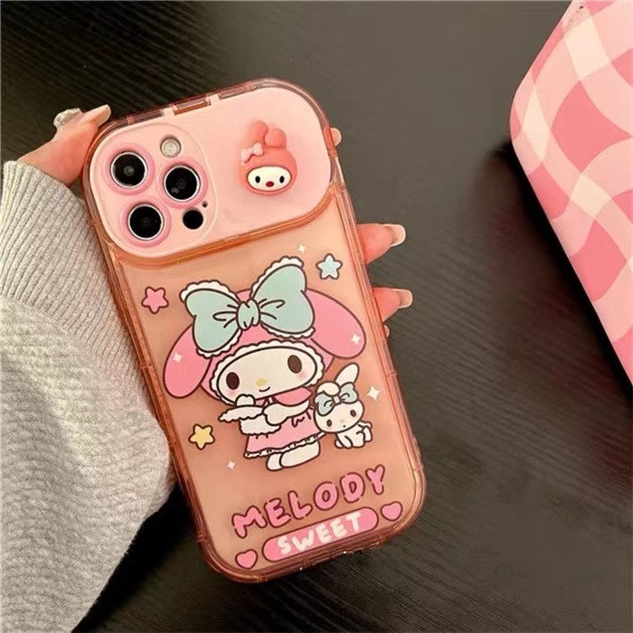 Ốp Điện Thoại Gắn Gương Hình Kuromi / Melody Tím / Hồng Cho iPhone 14 Pro Max 14 Plus 14 Pro 13 Pro Max 12 Pro Max 11 X XsMax Xr