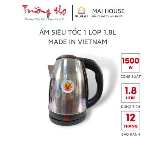 Ấm siêu tốc 1 lớp Trường Thọ BA-8688GOLD – 1.8L , BẢO HÀNH 12 THÁNG , ĐỔI TRẢ 7 NGÀY