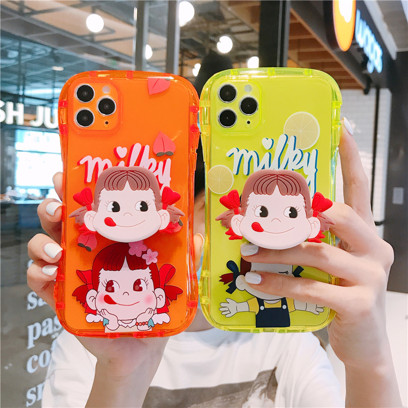 Ốp Điện Thoại Mềm Chống Sốc In Hình Bé Gái + Giá Đỡ Cho iPhone 12 Pro max iPhone11 Pro max SE2020 7plus 8plus 6plus XR xs XSMAX