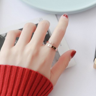 Nhẫn Ngón Trỏ Nữ Kiểu Hở Cá Tính Đơn Giản Chất Liệu Titan Không Đen Không Ngứa Bilyshop TT 2202