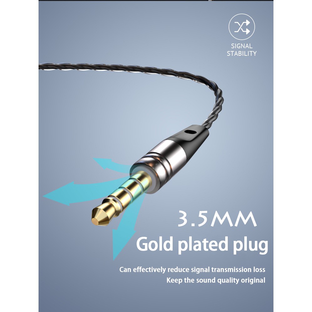 Tai Nghe Nhét Tai Jack 3.5mm Âm Thanh HIFI Có Micro Chống Ồn Tiện Dụng