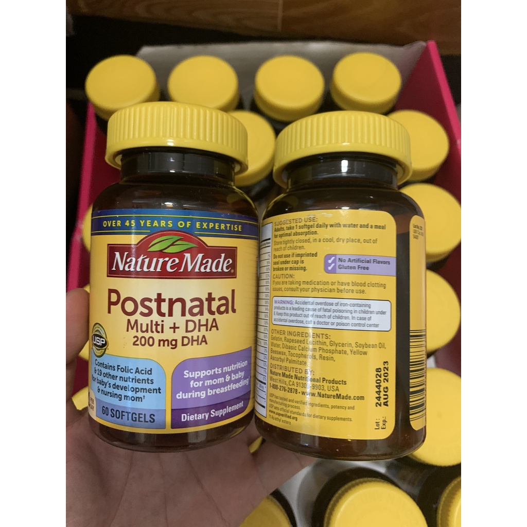 Nature Made Postnatal multi + DHA BỔ SUNG DINH DƯỠNG SAU SINH - 60 VIÊN HÀNG MỸ