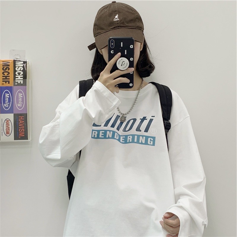 Áo thun tay dài form rộng Eliioti NEKO.SG, Áo thun Streetwear Ulzzang SWT10