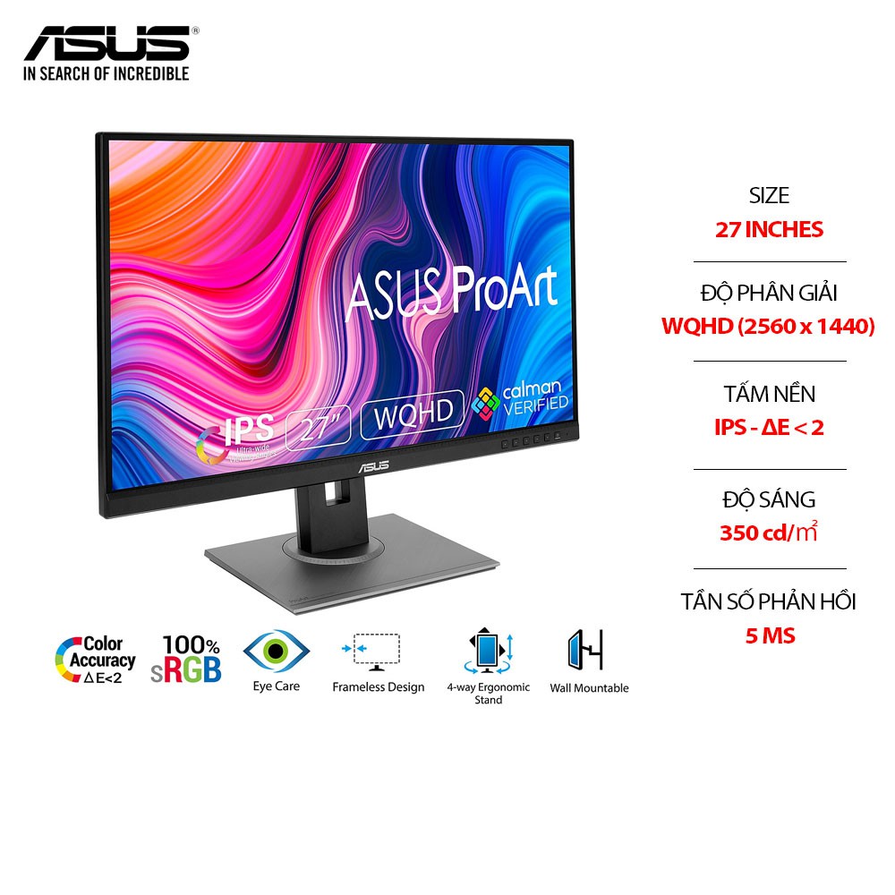  Màn Hình ASUS ProArt PA278QV 27" IPS 2K 75Hz Chuyên Đồ Họa - Hàng Chính Hãng | BigBuy360 - bigbuy360.vn