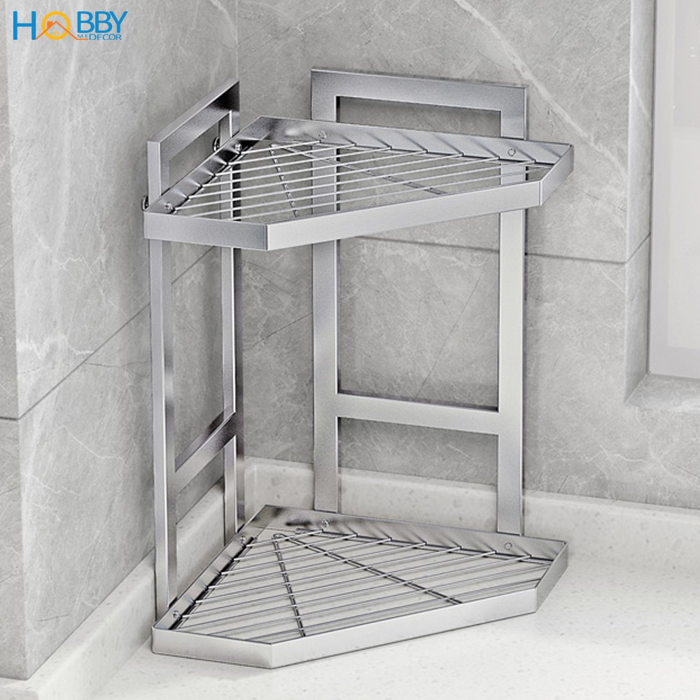 Kệ để gia vị góc bếp 2 tầng HOBBY Home Decor KG2T Inox 304 không rỉ sét - phù hợp để góc bếp cho gọn đồ