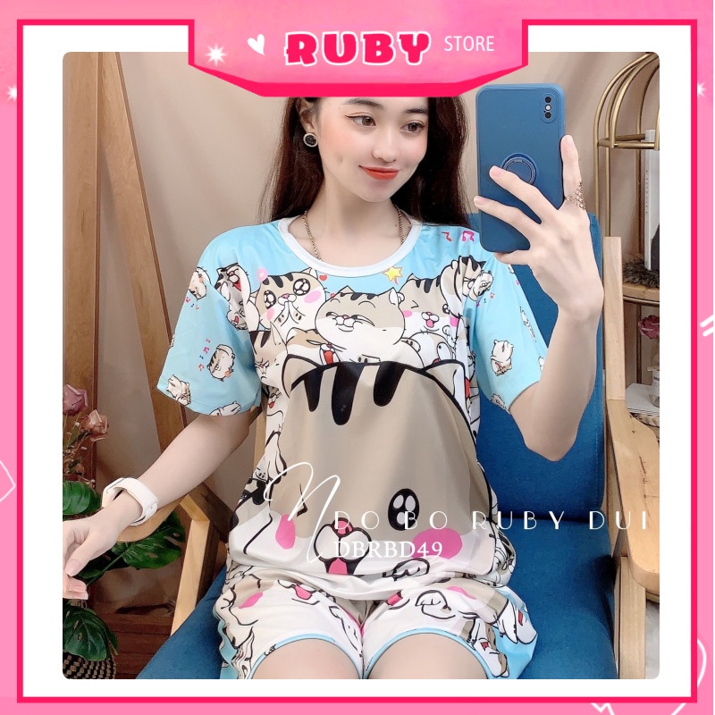 Set bộ mặc nhà Mèo Ami hoạt hình dễ thương BIG SIZE cho mẹ và bé chất thun mịn mát co giãn thoải mái ❤ Rubystorevn DBRBD