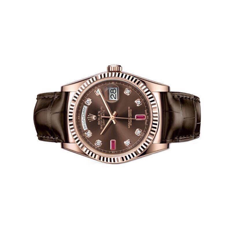 Đồng hồ Nam Rolex cơ automatic dây da vỏ vàng hồng , vàng gold 36mm