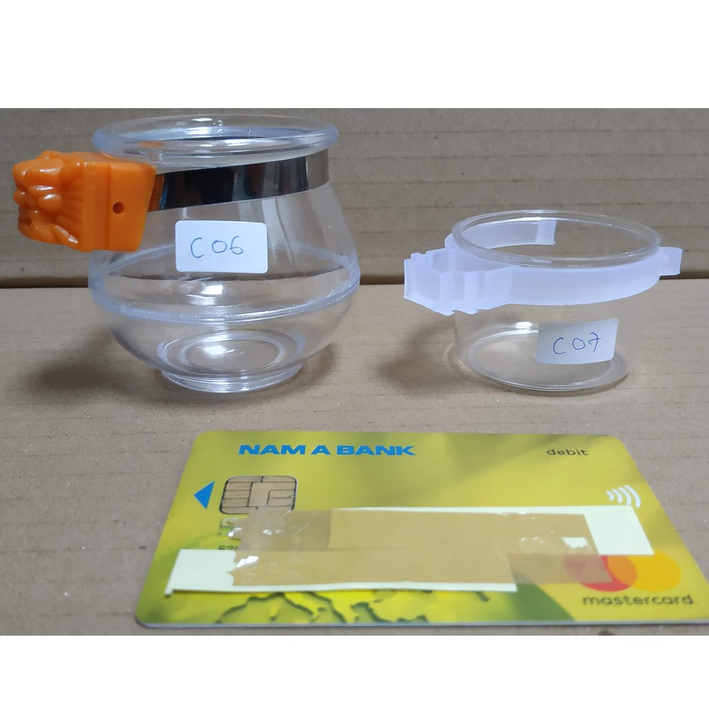 C07 - 10 cái cóng tai trắng mica trong cao cấp, mọi loại chim