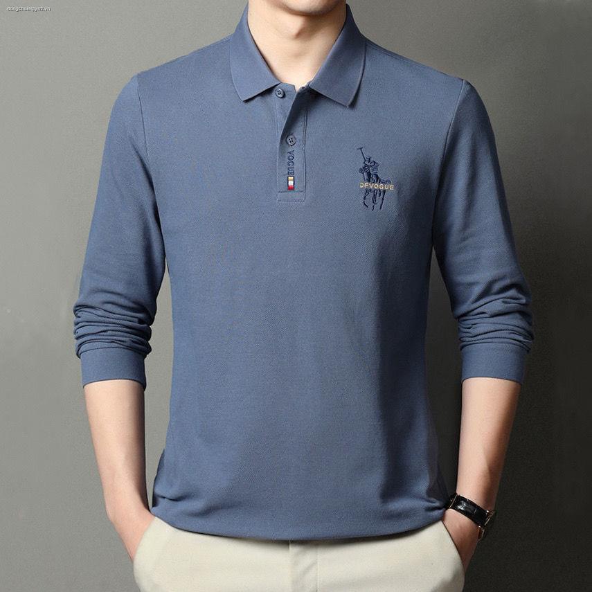 Áo thun tay dài có cổ thời trang thu đông cho đàn ông trung niên | BigBuy360 - bigbuy360.vn