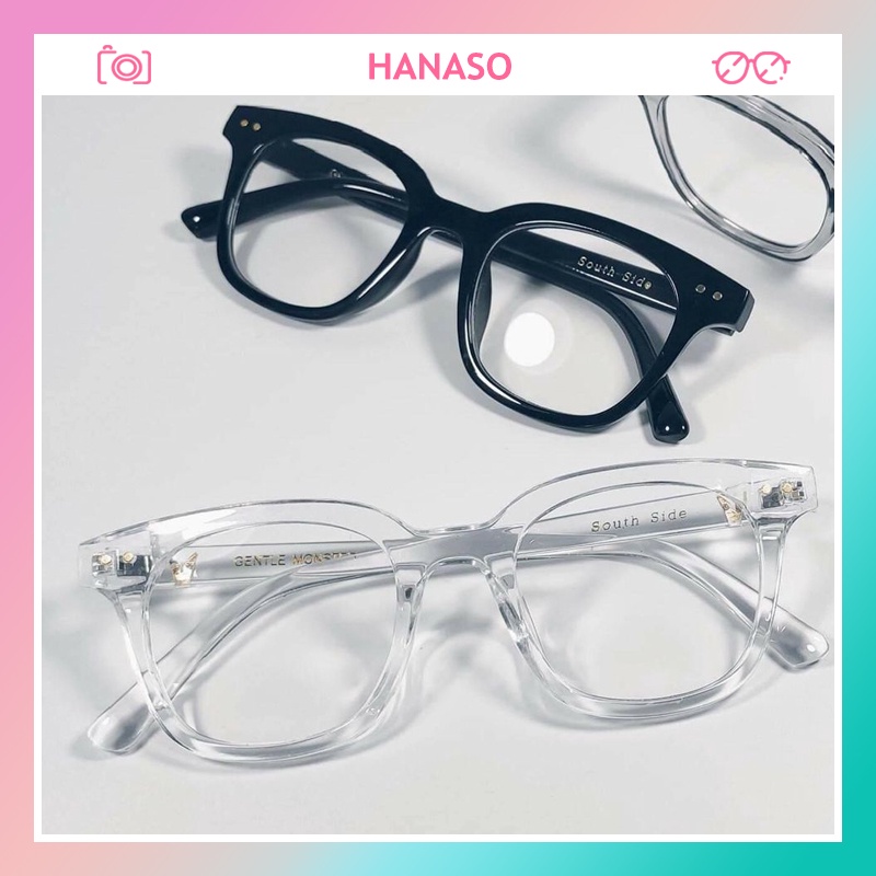 Kính cận thời trang nam nữ chữ V cao cấp mắt kính không độ chống ánh sáng xanh phong cách Hàn Quốc HANASO 046