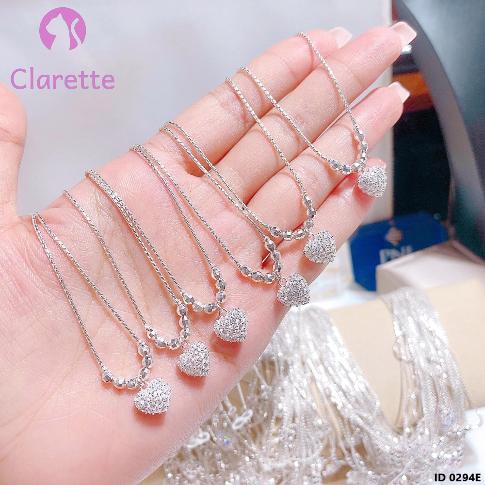 Vòng cổ bạc cho bé hình trái tim Clarette 0294E