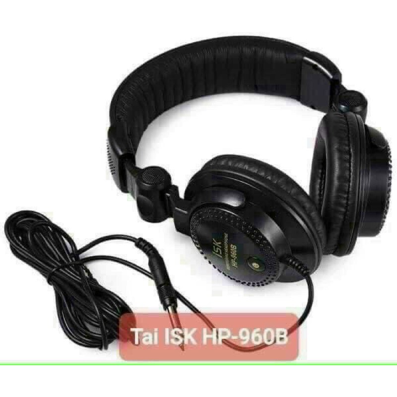 Tai nghe kiểm âm chuyên dụng phòng thu ISK, tai ốp chuyên cho livestrem, chân jack 3.5 và 6.5mm KLH