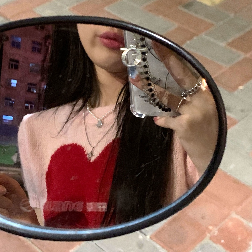 Áo len tay ngắn họa tiết hình trái tim theo phong cách retro