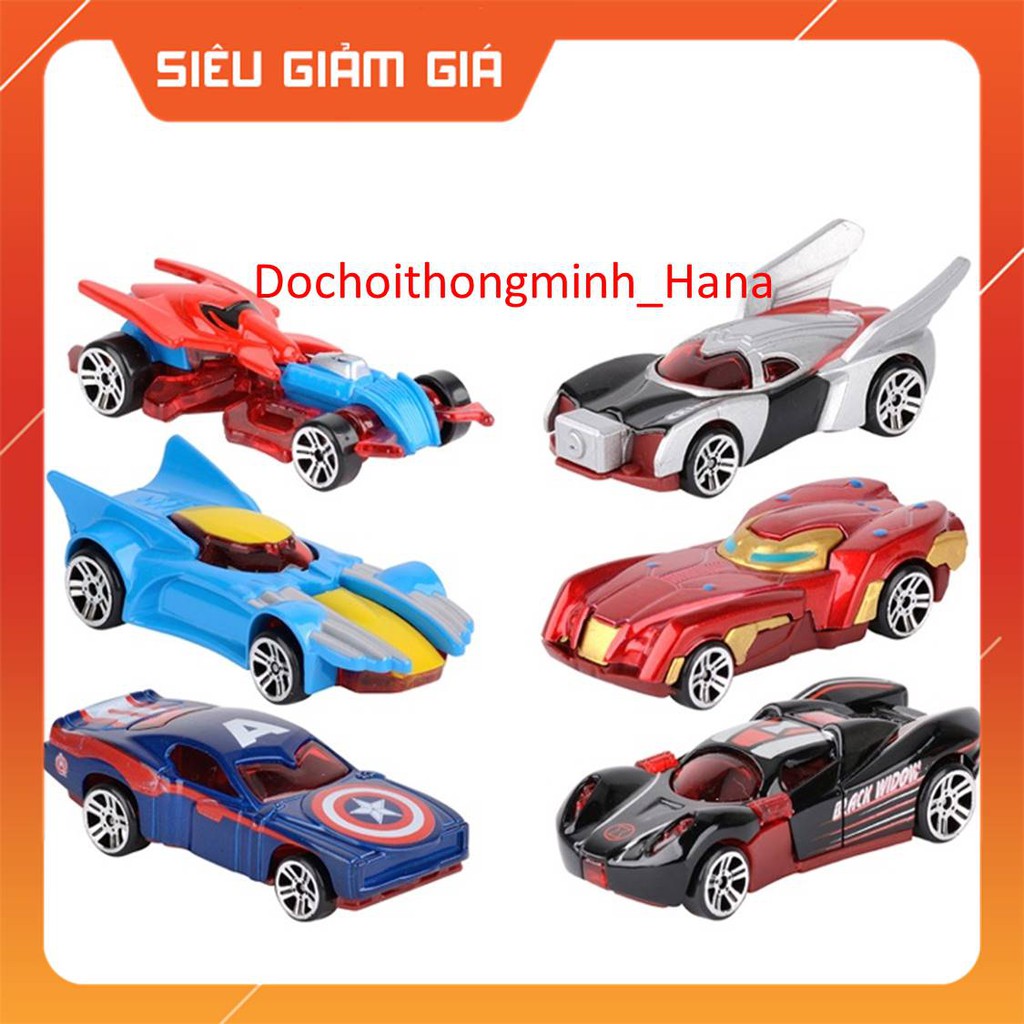 Xe Ô Tô Sắt, Xe Kim Loại  [ LẺ= SỈ ]   Bộ 6 xe biệt đội siêu anh hùng,cầm vừa tay,bé rất thích.