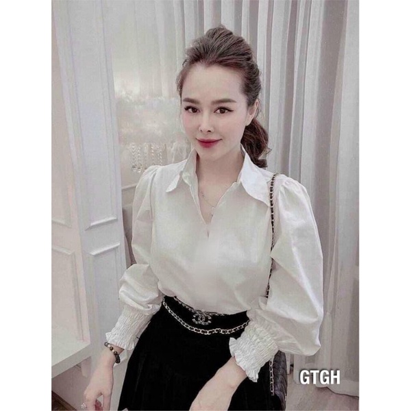 Áo sơmi trắng tay chun
