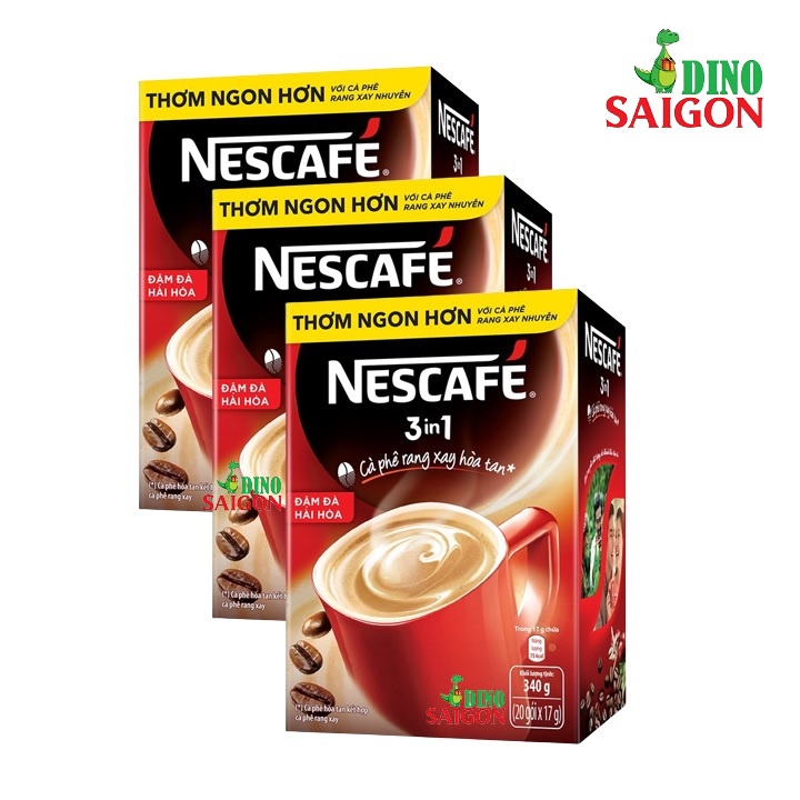 Combo 3 Hộp Cà Phê Rang Xay Hòa Tan Nescafé 3in1 Đậm Đà Hài Hòa (Hộp 20 gói x 17g)