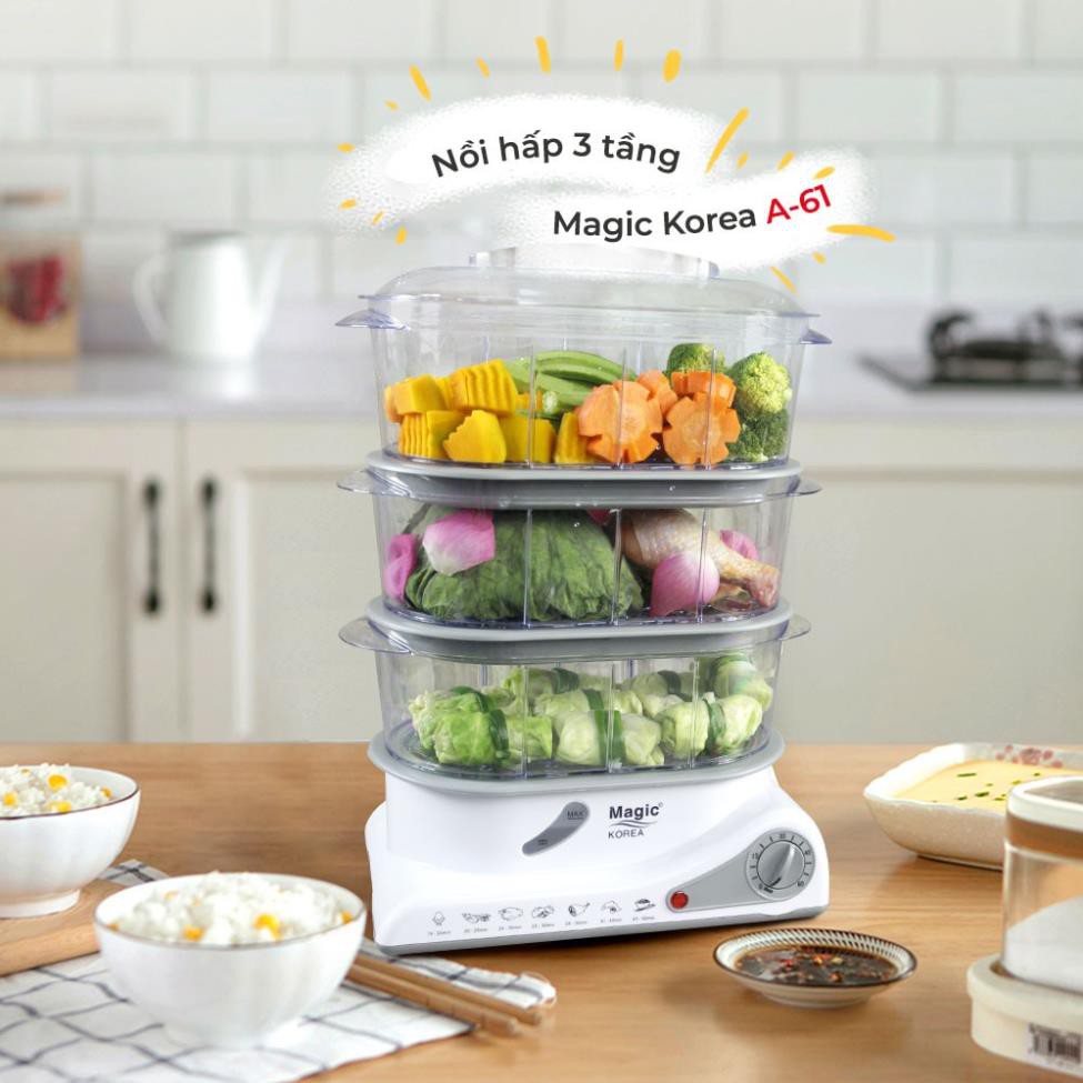 Máy hấp thực phẩm đa năng 03 tầng Magic Korea A61 (10.5 lít)