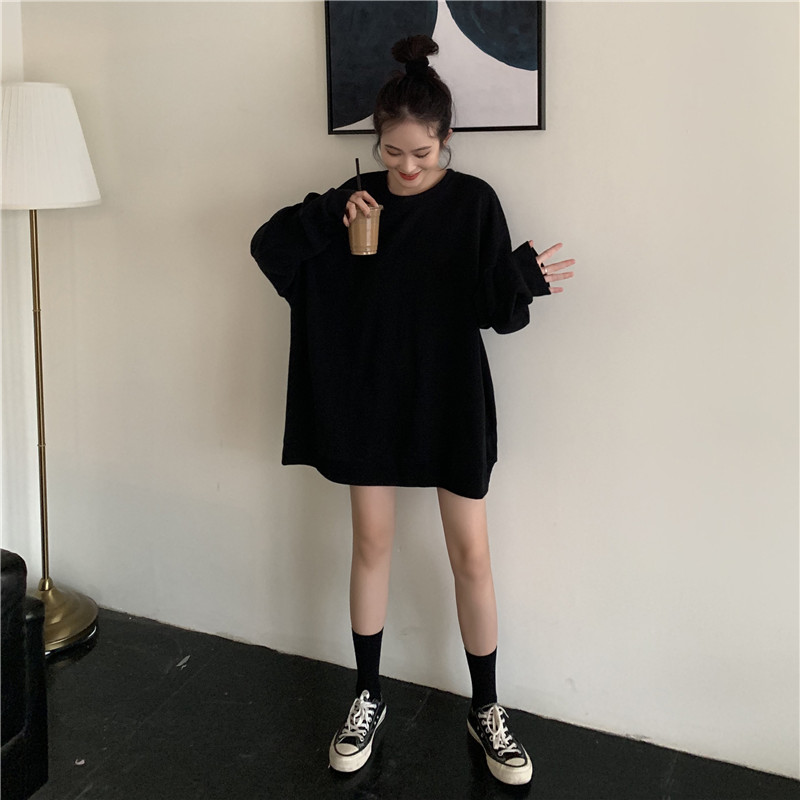 Women Korean Fashion Solid Color Round Neck Sweater High Quality Casual | BigBuy360 - bigbuy360.vn