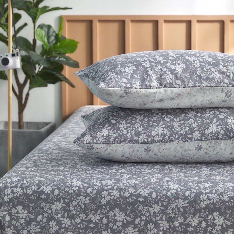 Ga gối cotton 100% hoa nhí vintage, set 3 món Suhali Shop gồm ga giường và 2 vỏ gối