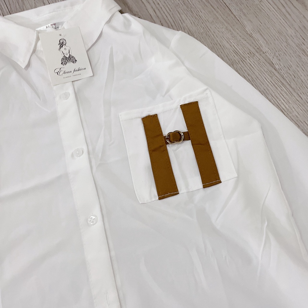 Áo Sơ Mi Trắng Nữ Chữ H Style Cao Cấp, Áo Somi Dài Tay Dáng Rộng | BigBuy360 - bigbuy360.vn