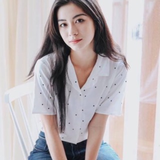 Áo sơ mi ngắn tay chấm bi