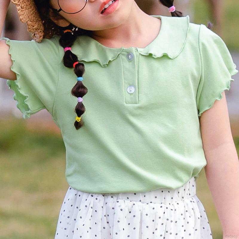 Áo kiểu tay ngắn phối ren xinh xắn dành cho bé gái