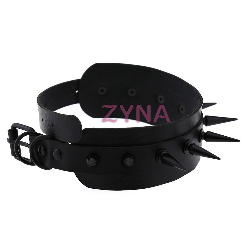 Vòng Cổ Choker Da Pu Đính Đinh Tán Phong Cách Gothic Punk Hóa Trang Halloween Cho Nữ