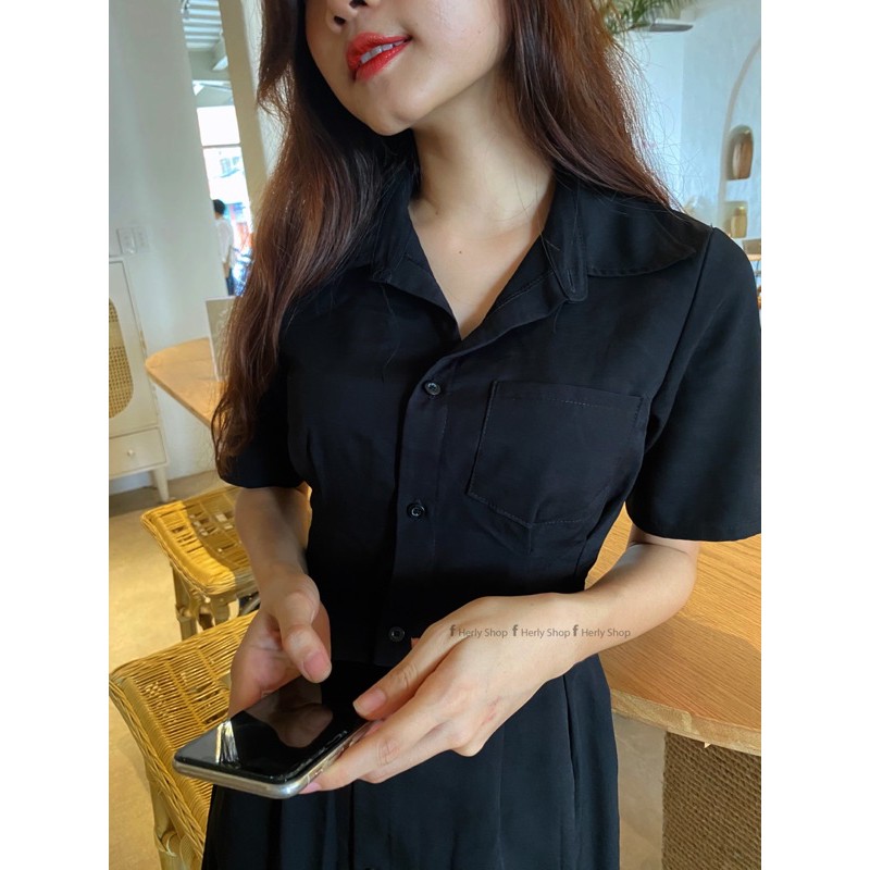 ĐẦM CỔ SƠ MI XẾP LY EO | BigBuy360 - bigbuy360.vn