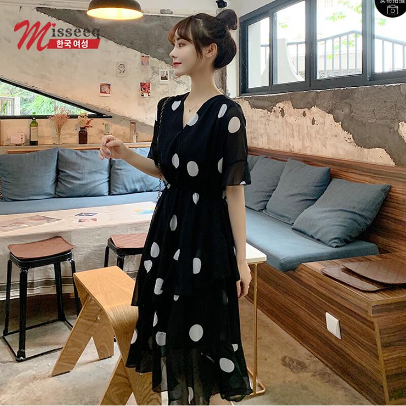 Đầm Dài Chấm Bi Thời Trang Mùa Hè Cho Nữ Size M-4Xl