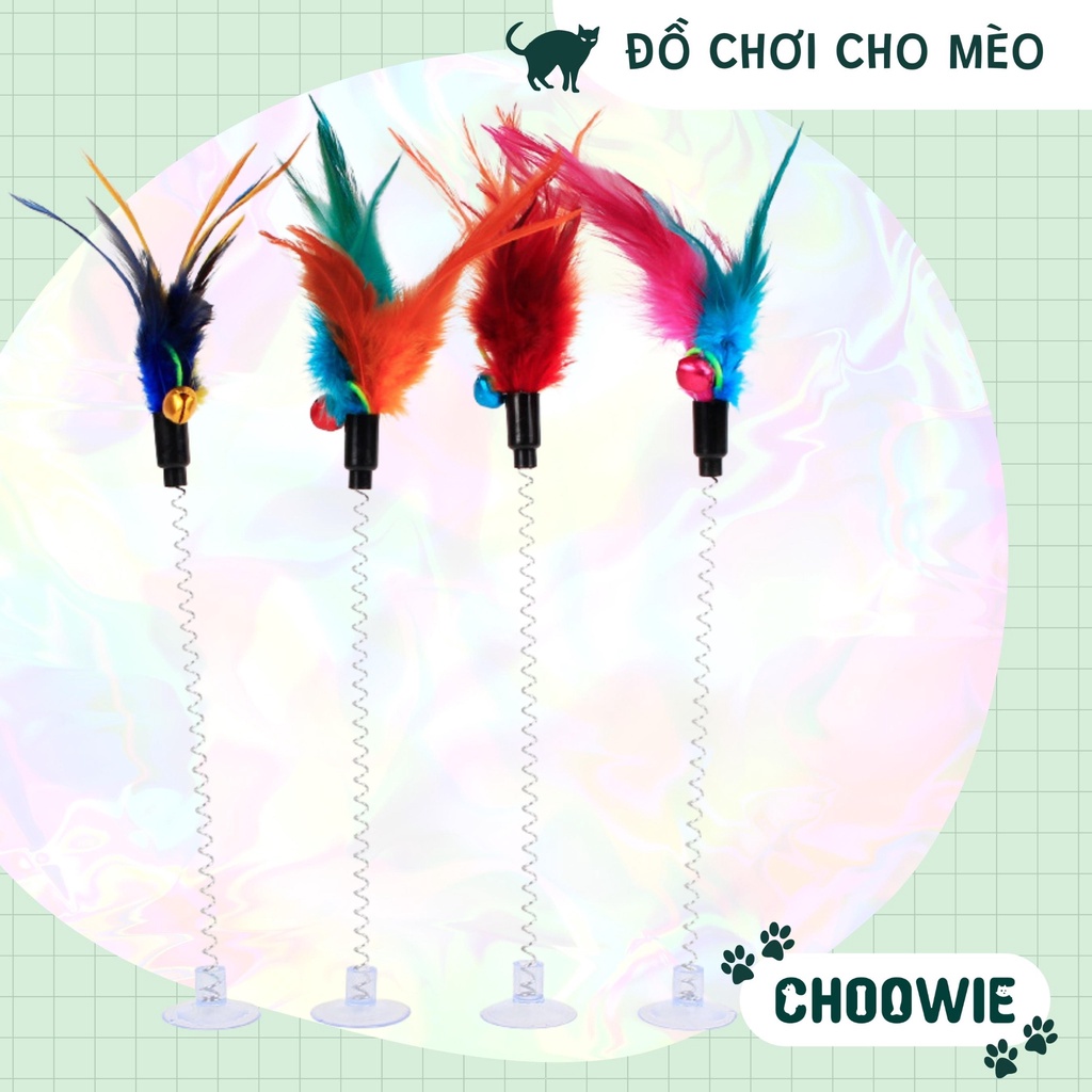 Đồ chơi cho mèo có cục hít dán đất HÌNH CHUỘT, LÔNG VŨ, BÓNG LÔNG Choowie Pet Shop