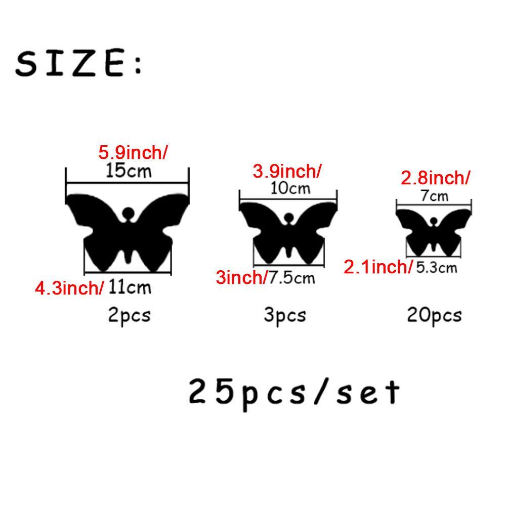 CONOPERY Bộ 25 Miếng Dán Trang Trí Hình Bướm 3D DIY