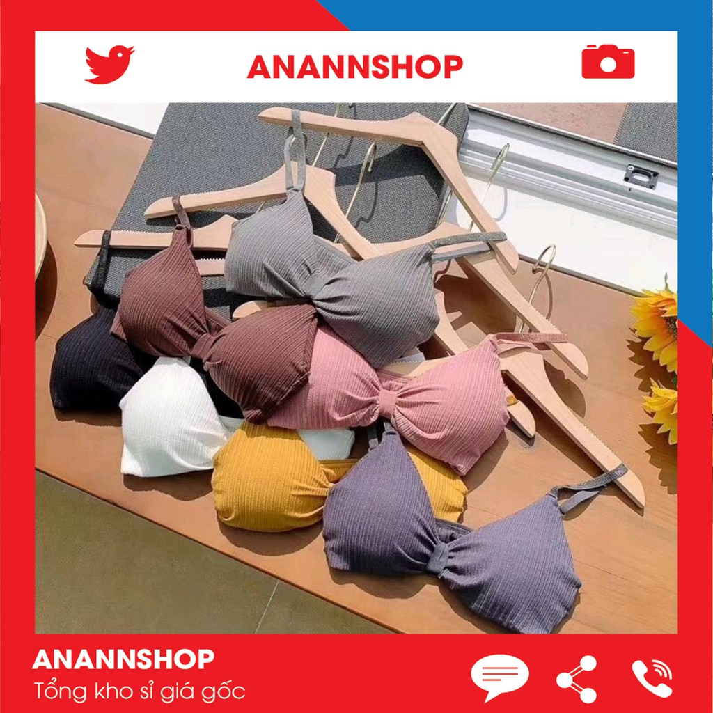 Áo Lót Bra Nữ Không Gọng Cotton Tăm Phối Nơ Hàng Đẹp Không Dây Có Đệm Nâng Ngực Gợi Cảm 308, 9932