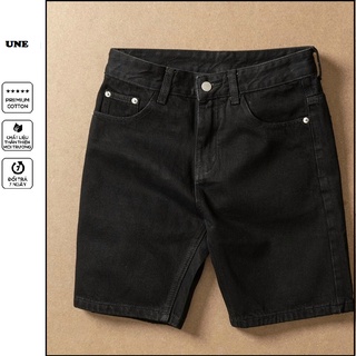 Quần short jean nam màu đen trơn, quần lửng jean nam tee đen trơn đủ size