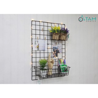 Tấm lưới sắt rổ móc treo trang trí tường H-LSTT-09 tttm