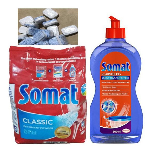 BỘT RỬA BÁT SOMAT 1,2kg (hàng chính hãng)+ nước rửa bát somat, tặng 5 viên rửa tổng hợp