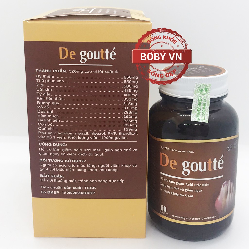 De goutte - Hỗ trợ làm giảm Acid uric máu, giúp hạn chế và giảm nguy cơ viêm khớp do Gout