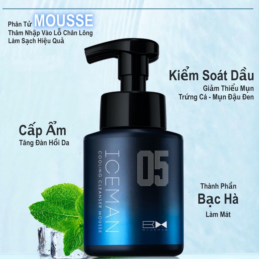 Sữa rửa mặt iceman tạo bọt làm trắng và tẩy da chết BueMan 180ml