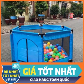 Quây cũi kiêm nhà bóng khung inox cho bé Tặng kèm Bóng