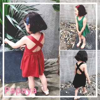 Đầm trơn khoét lưng đơn giản và sành điệu dành cho bé gái