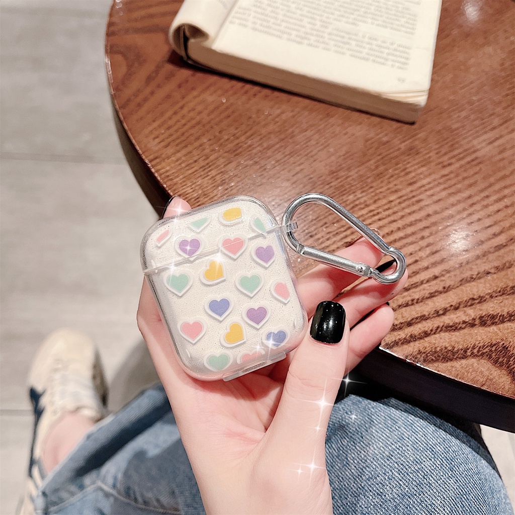 Vỏ Bảo Vệ Hộp Sạc Tai Nghe Airpods pro 1/2/3 Bluetooth Không Dây Bằng TPU Mềm Họa Tiết Trái Tim Đơn Giản Dễ Thương