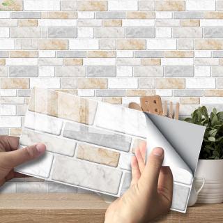 Bộ 9 miếng dán tường chống nước DIY 20x10cm bằng nhựa PVC hình gạch bông trang trí nhà tắm