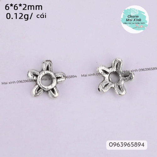 Charm Chặn Bạc, Đế Hoa Úp Hạt Vòng Tay - phụ kiện vòng tay tự làm handmade