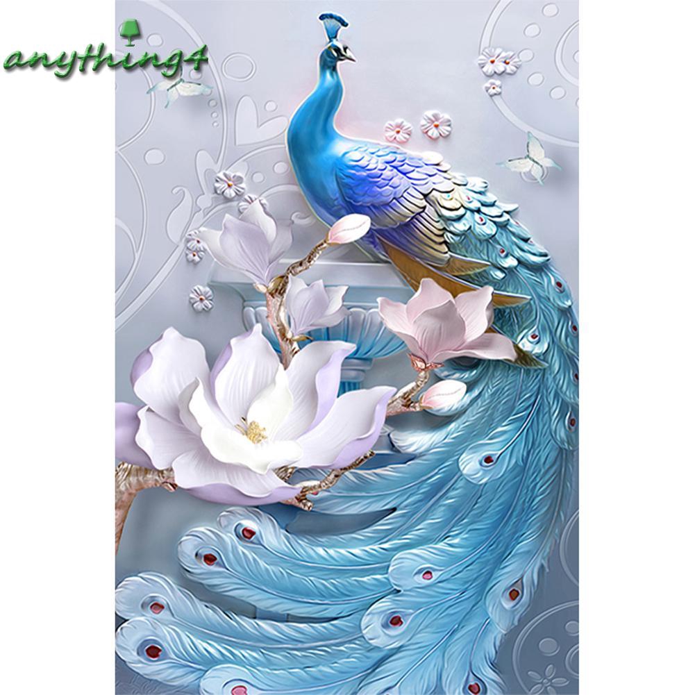 Bộ tranh thêu chữ thập đính đá 5D tự làm vẽ hình chim công xinh đẹp kỳ ảo | BigBuy360 - bigbuy360.vn