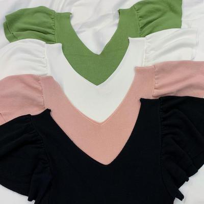 Áo Thun Dệt Kim Tay Ngắn Cổ Chữ v Thời Trang Dành Cho Nữ