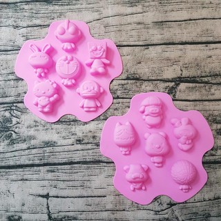 HCM - Combo 2 khuôn silicon 12 hình hoạt hình nhân vật cute làm bánh nướng, rau câu pudding cho bé