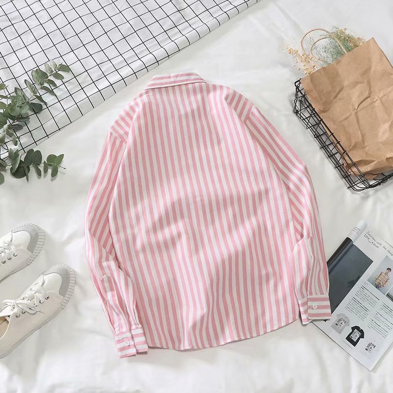 Áo Sơ Mi Tay Dài Dáng Rộng Họa Tiết Kẻ Sọc Thời Trang Mùa Hè Phong Cách Hồng Kông Mới Cho Nam 2022