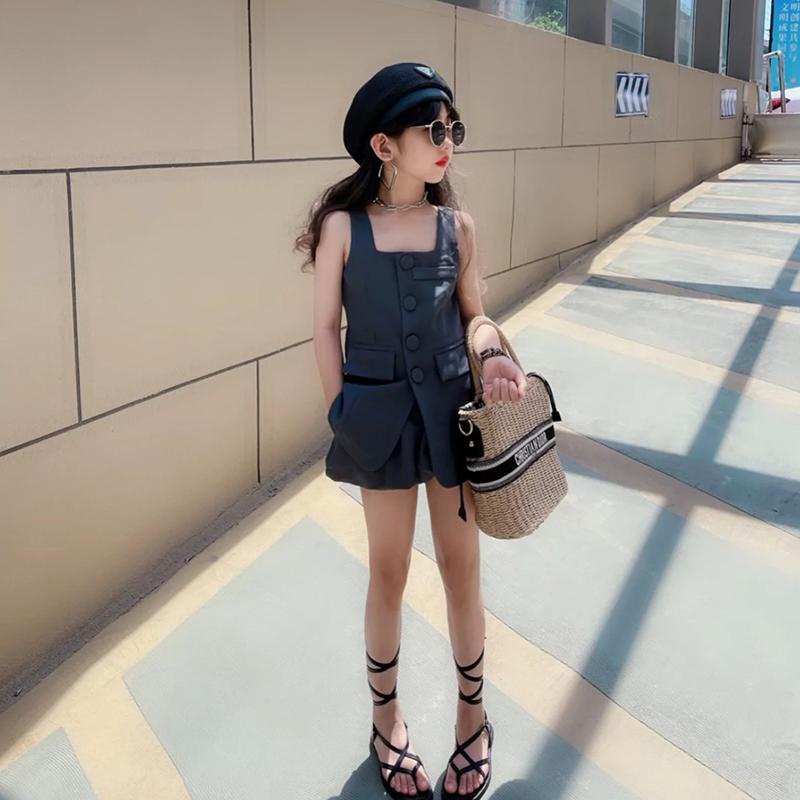 Bộ Đồ Hai Mảnh Áo Không Tay Dễ Phối Đồ Phong Cách Phương Tây Thời Trang Mùa Hè Dành Cho Bé Gái 48 Giờ