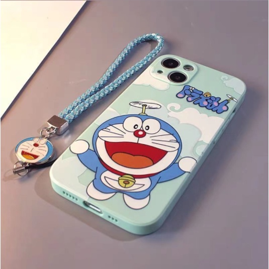 Ốp Điện Thoại Hình Doraemon Có Dây Đeo Cho IPhone 13 Pro Max case IP 13 12 11 Pro Max 7 8 Se3 2022 3th